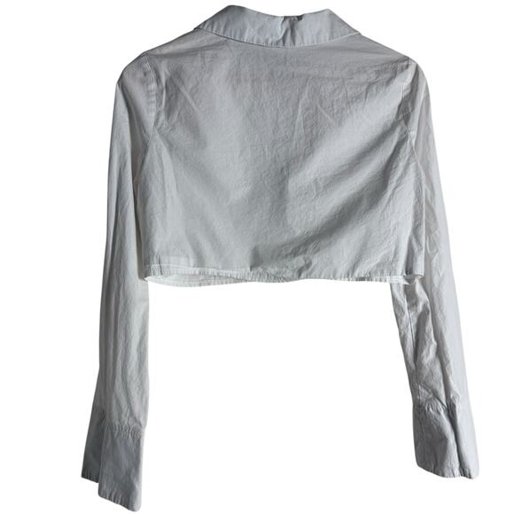 STAUD Seneca French Blue Boxy Cropped Long Sleeve Button Up Collared Top Small - Picture 7 of 11